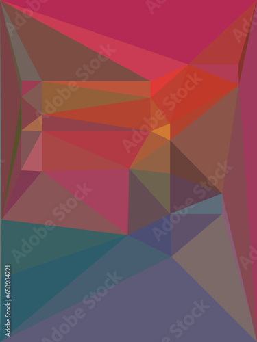 cubist triangular mosaic in multi-colours