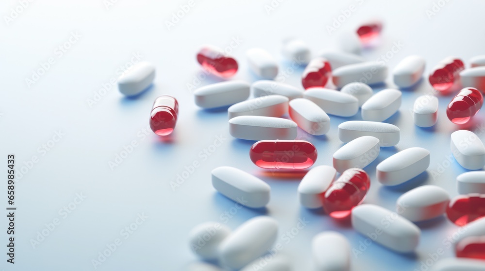 red and white antibiotic capsule pills on white background. pharmacy product, healthcare and medicine, pharmaceutical industry red and white antibiotic capsule pills on white background. pharmacy product, healthcare and medicine, pharmaceutical industry