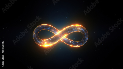 Shimmering infinity sign on black background