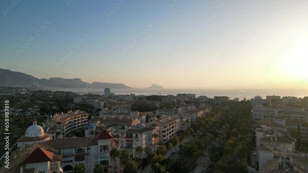 Aerial view of village Alfaz del Pi, L'Albir with Altea and mediterranen sea in background. Sunrise Spain Aerial view of village Alfaz del Pi, L'Albir with Altea and mediterranen sea in background. Sunrise Spain
