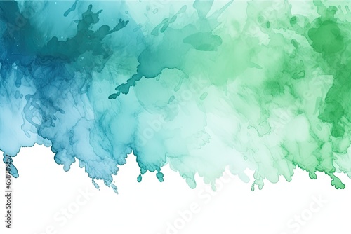 Abstract watercolor background. Ink in water. Colorful vector illustration, Blue green watercolor paint splash or blotch background with fringe bleed wash, AI Generated