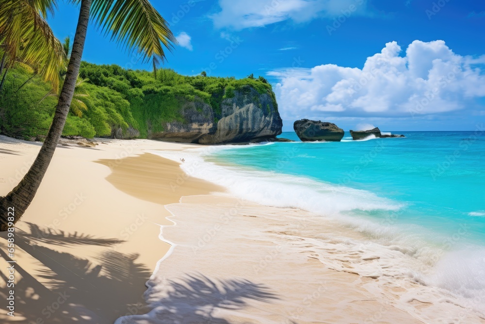 Anse Lazio beach at Praslin Seychelles, Bottom Bay, Barbados - Paradise beach on the Caribbean island of Barbados, AI Generated Anse Lazio beach at Praslin Seychelles, Bottom Bay, Barbados - Paradise beach on the Caribbean island of Barbados, AI Generated