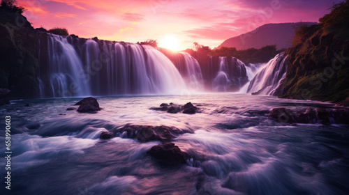 waterfall at sunset © Chrixxi