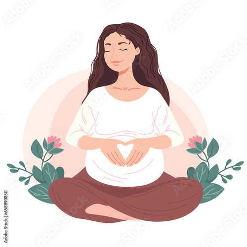 Pregnant woman in lotus position