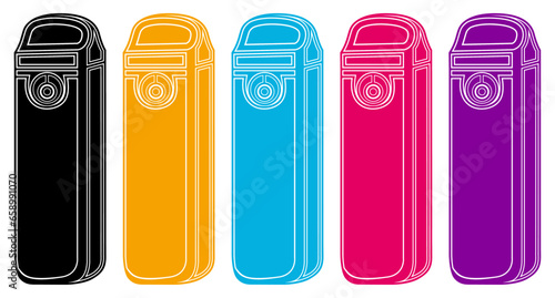 Set collections trendy colorful vape icon. Vaping Pod Electronic Cigarette  design vector Illustration