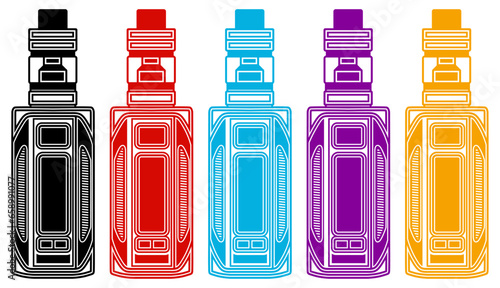 Set collections trendy colorful vape icon. Vaping Pod Electronic Cigarette  design vector Illustration