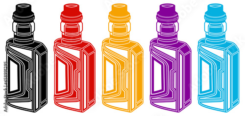 Set electric vape icon. Vapour pod device accessory logodesign vector Illustration