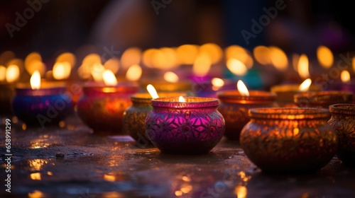 Diwali festival candles shining brightly, illuminating the spirit of celebration