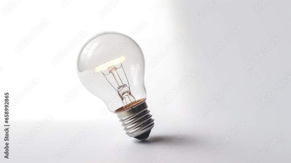Glowing glass light bulb on grey background Glowing glass light bulb on grey background