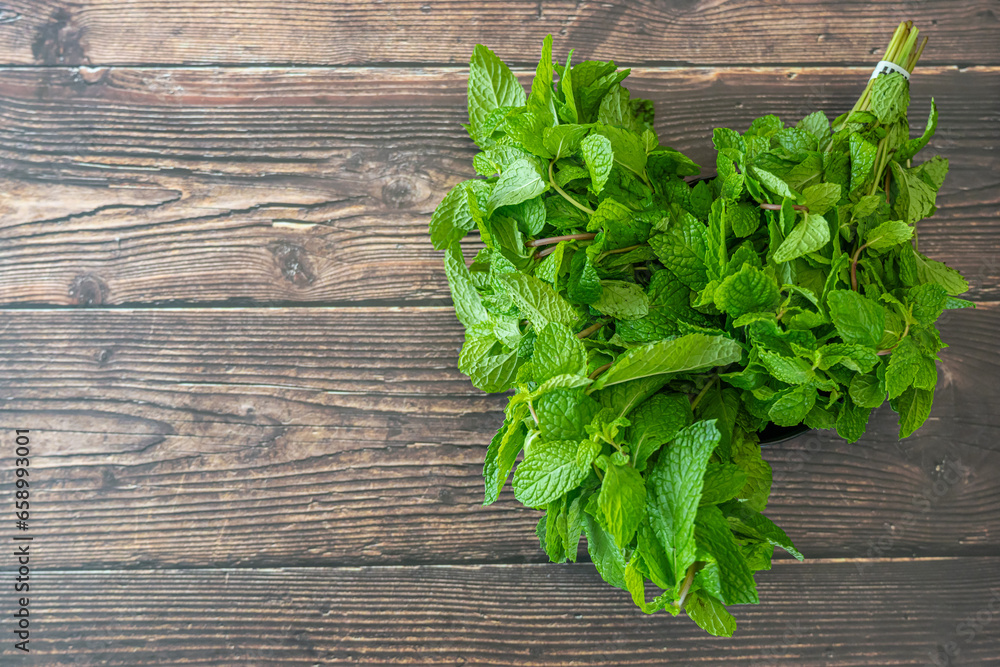 Fresh organic Bunches of mint leaves Fresh organic Bunches of mint leaves