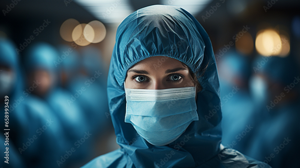 doctor in protective mask standing at hospital doctor in protective mask standing at hospital