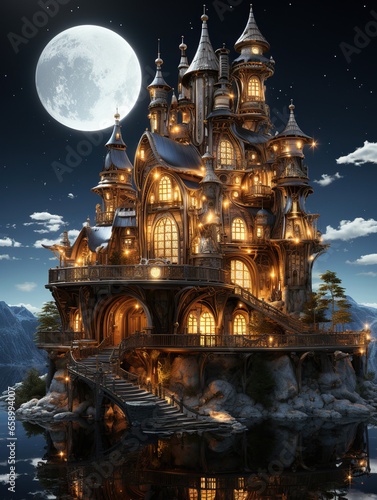 Moonlit Fantasy Castle © nientsu