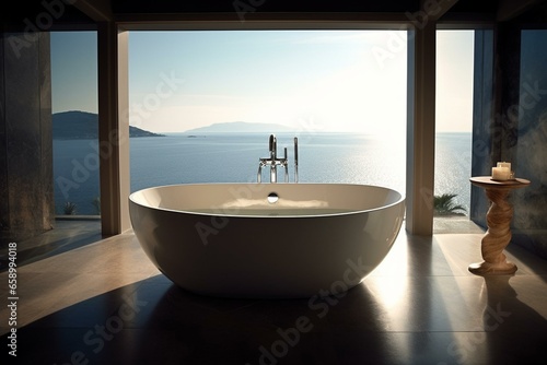 Luxury bathtub. Generative AI © Ismael