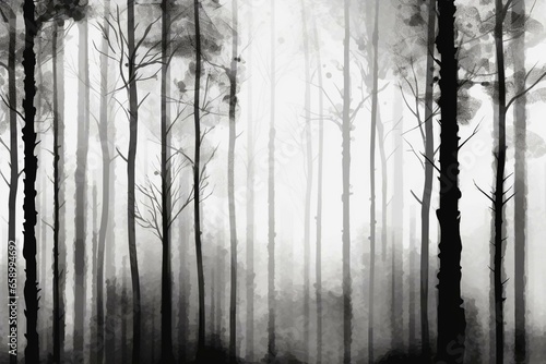 Monochrome woods background with minimalist artistic style. Generative AI