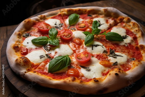 Fresh homemade Italian pizza Napoletana close up
