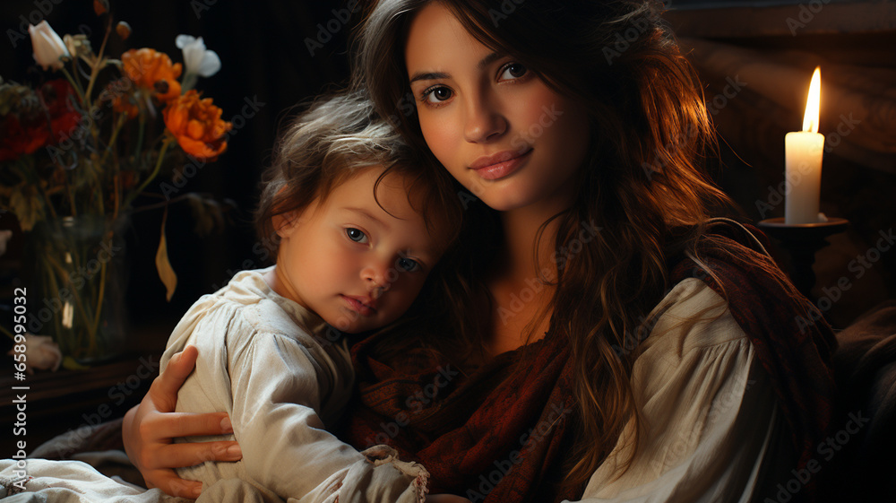mother and daughter in a bedroom with a book mother and daughter in a bedroom with a book