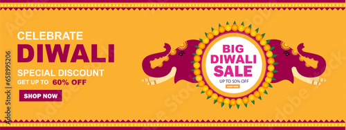 Happy Diwali Dhanteras Great Indian festival Sale Advertisement Template design vector illustration