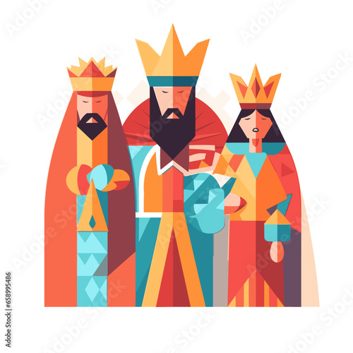 Epiphany Christian festival, Three wise men,3 magic kings bringing gifts to Jesus