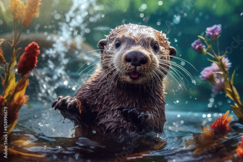 "Otterly Delightful: Reveling in the Charismatic Charm of Playful Waterside Frolics." Generated AI. © Metodi