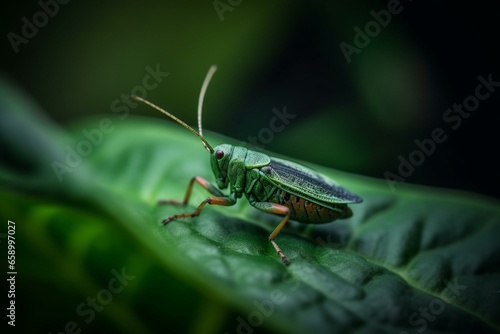 Insect on leaf. Generative AI © Amaryllis