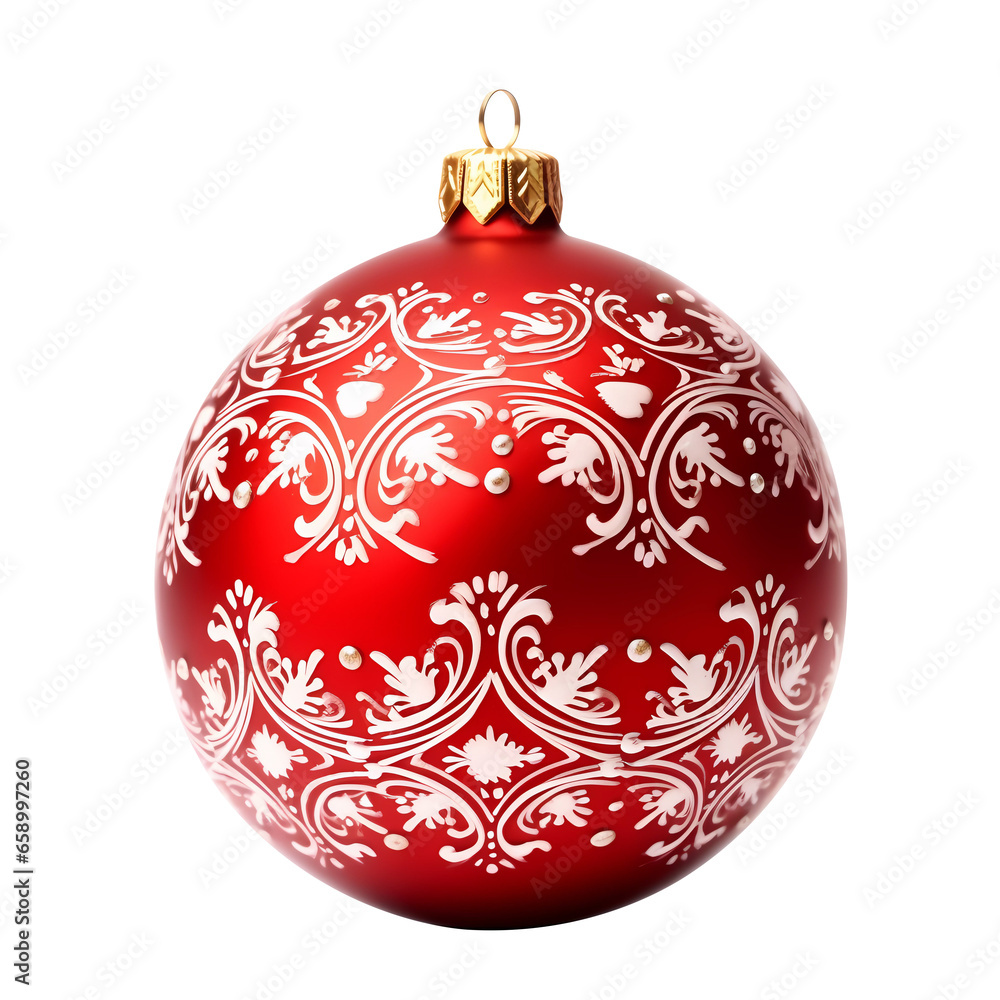 Fototapeta premium Red Christmas Ball Realistic 3D Style