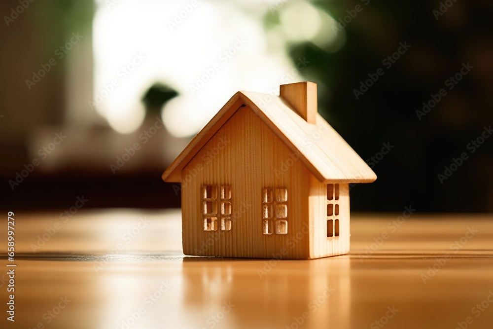 a wooden house in table, real estate concept a wooden house in table, real estate concept