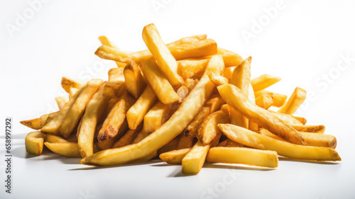 Crispy French Fries on White Background