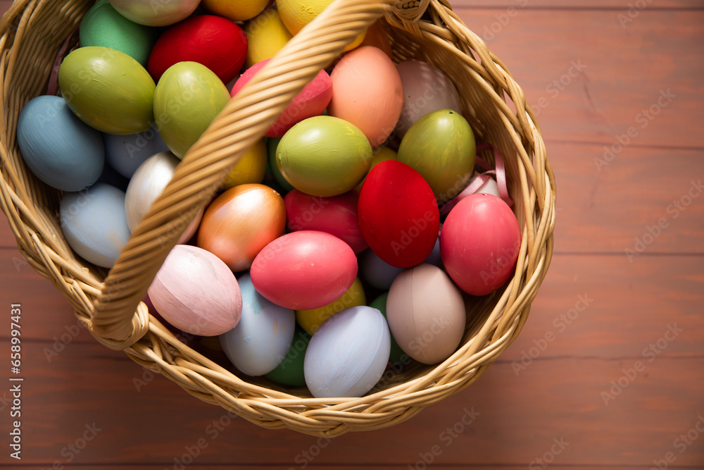 easter eggs in basket easter eggs in basket