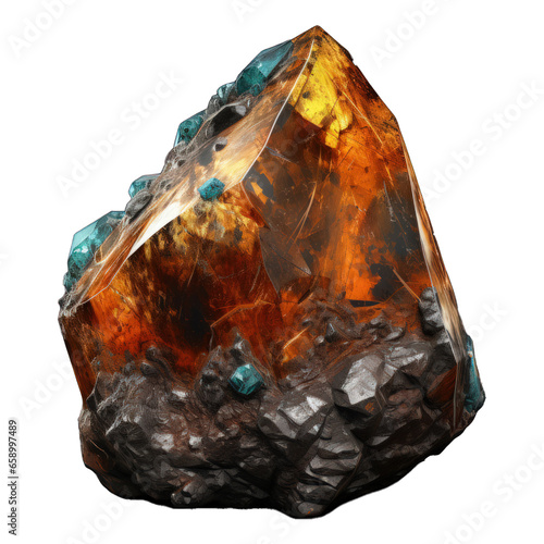 A natural earth element stone mineral displayed vividly on a transparent background. Generative AI