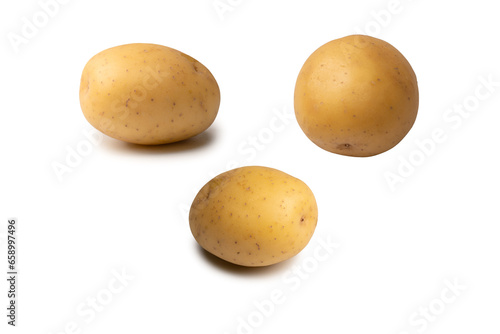 A group of fresh tasty potato isolated on white background.