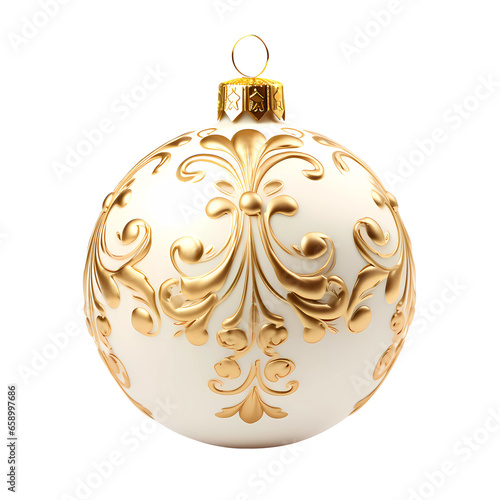 Golden Christmas Ball Realistic 3D Style