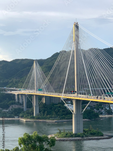 Hong Kong highway bridge building at daytime