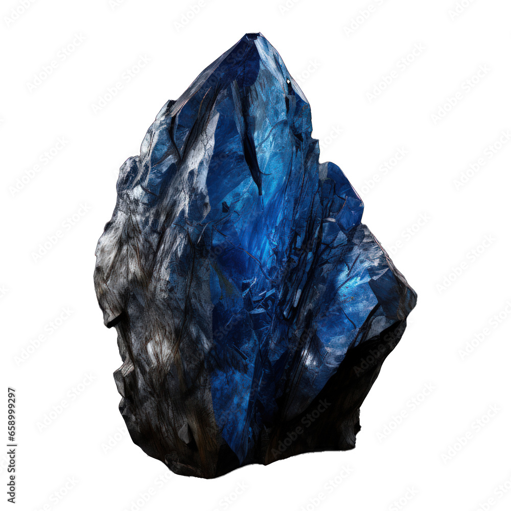 A striking blue stone mineral with rich, deep colors and natural patterns is brilliantly showcased on a transparent background. Generative AI