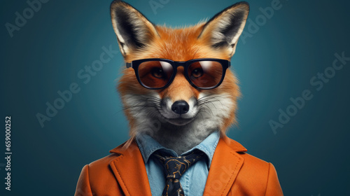 elegant fox spirit animal suit shamanism isolated - by generative ai