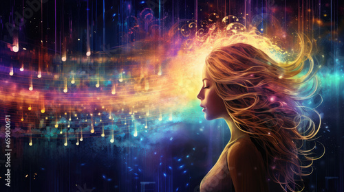 cosmic girl feminine yin flow of energy spiritual background - by generative ai