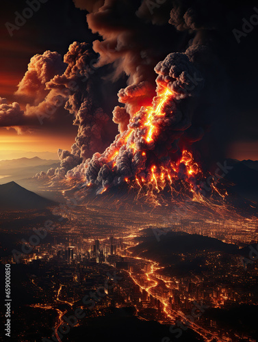 Fiery Summit  A Majestic Mountain Ablaze at Dusk