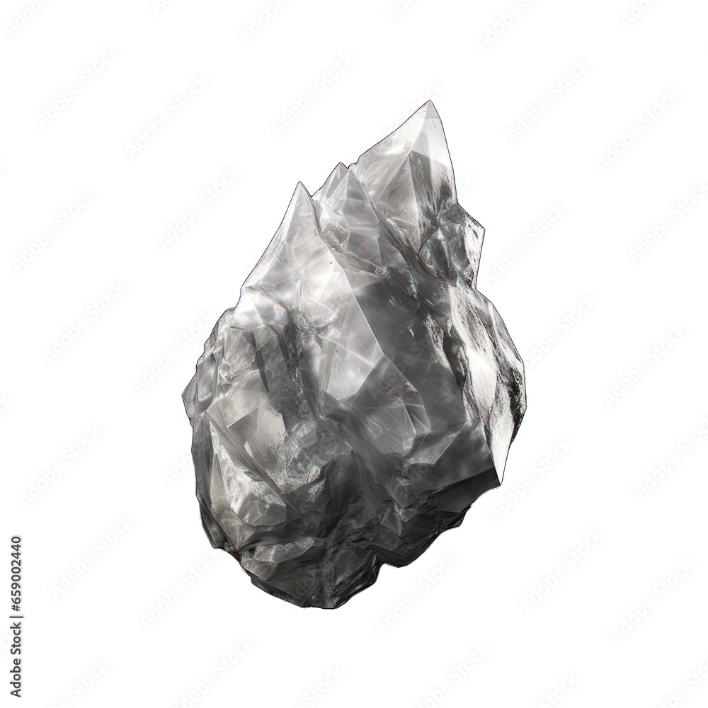 A white stone mineral featured in isolated view against a transparent backdrop, exhibiting natural textures and details. Generative AI