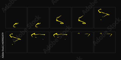 Magic electric lightning fx animation. energy light fx sprite for game, thunder energy, attack fx, powerful weapon explode and wizard spell vector animation design.