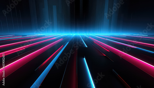 pink blue neon lines in geometric shapes with ultraviolet light