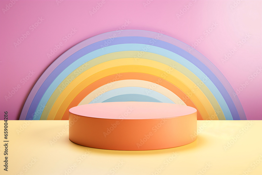 podium in rainbow colors