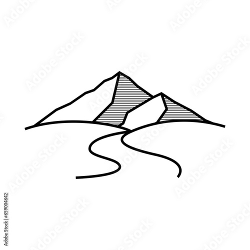 Mountains in line style. Image of mountains with roads