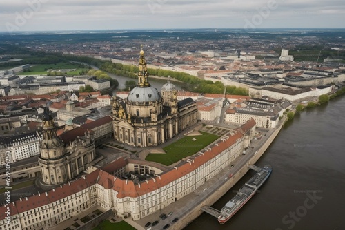 Aerial view of Dresden cityscape. Generative AI