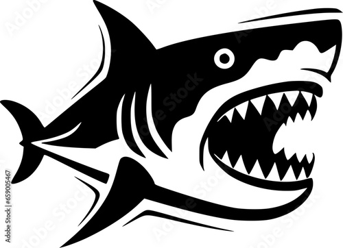 Shark - Black and White Isolated Icon - Vector illustration