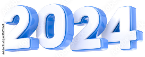 Happy New Year Number 2024 3D Render 