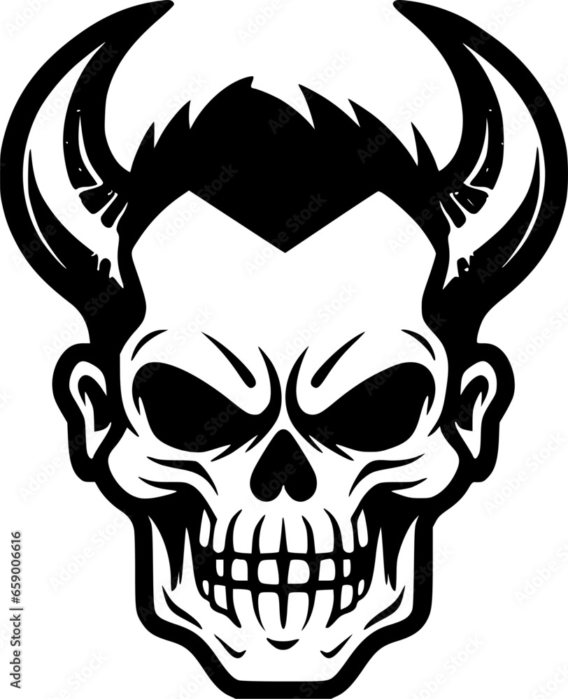 Obraz premium Skull | Black and White Vector illustration