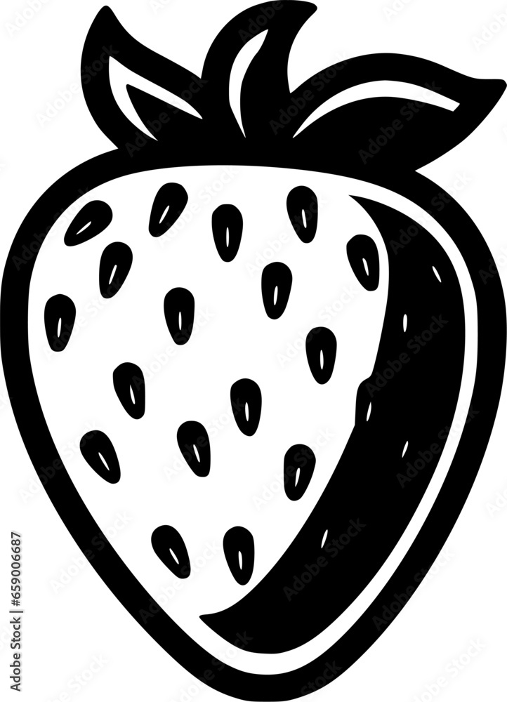 Strawberry | Black and White Vector illustration Strawberry | Black and White Vector illustration