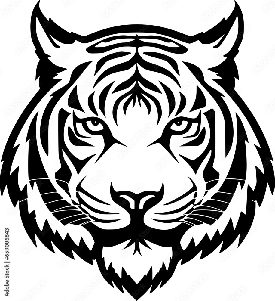 Obraz premium Tiger - Black and White Isolated Icon - Vector illustration