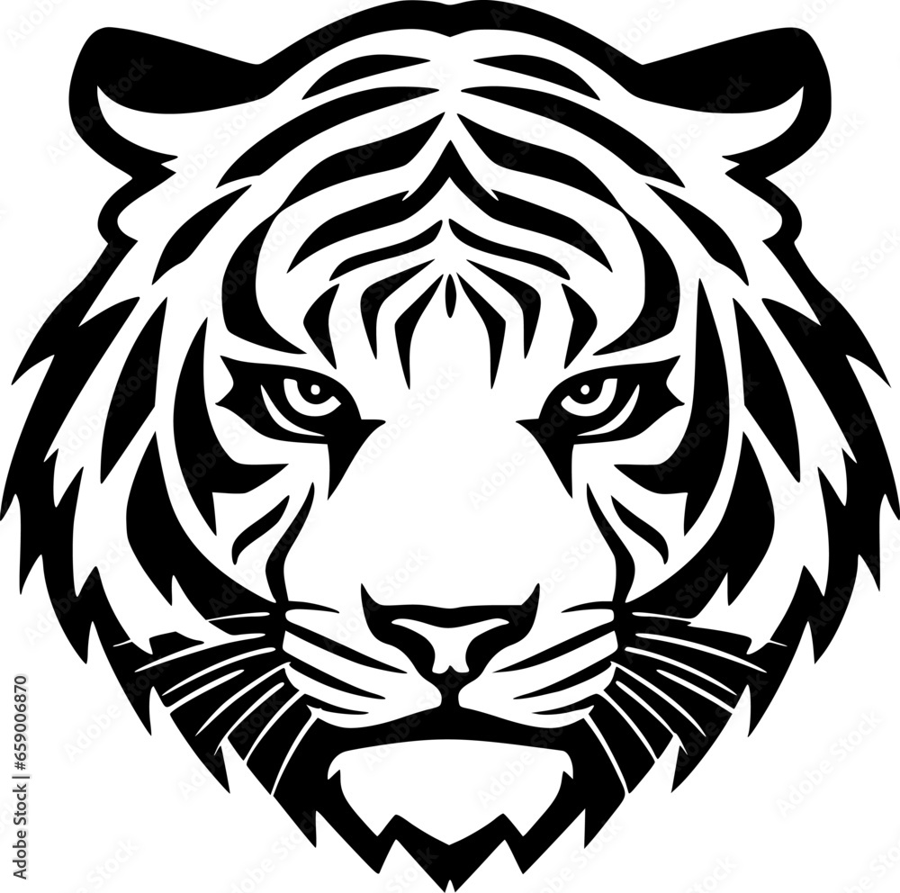 Tiger - Black and White Isolated Icon - Vector illustration Tiger - Black and White Isolated Icon - Vector illustration