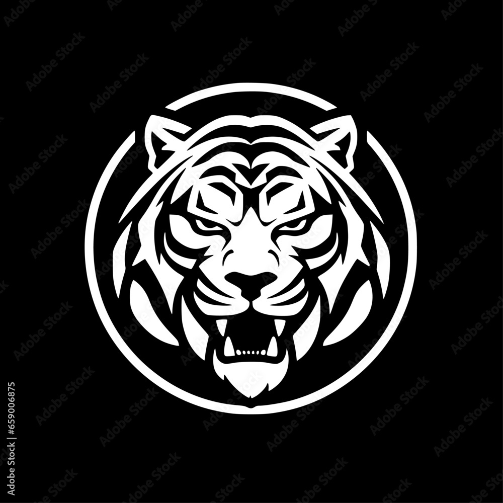 Tiger | Black and White Vector illustration Tiger | Black and White Vector illustration
