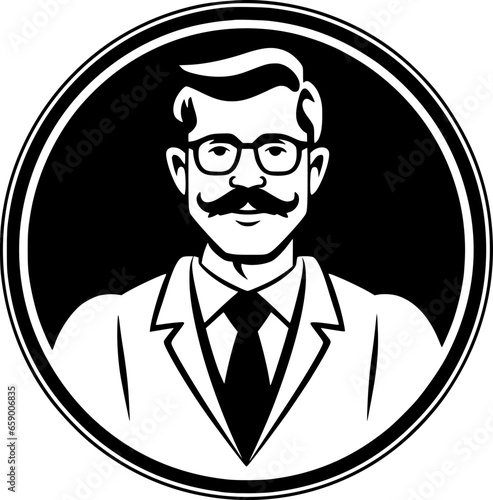 Teacher | Black and White Vector illustration